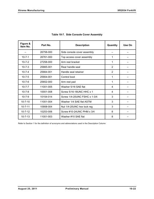 XR2034 Parts Manual - Xtreme Manufacturing