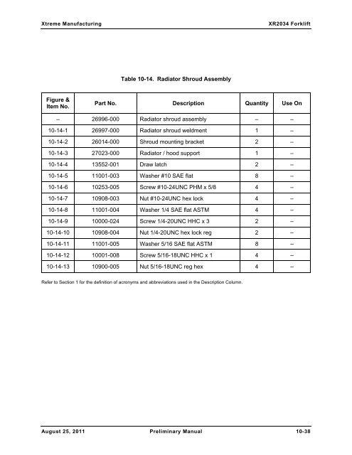 XR2034 Parts Manual - Xtreme Manufacturing