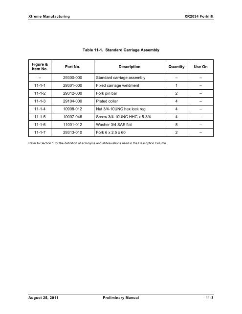 XR2034 Parts Manual - Xtreme Manufacturing