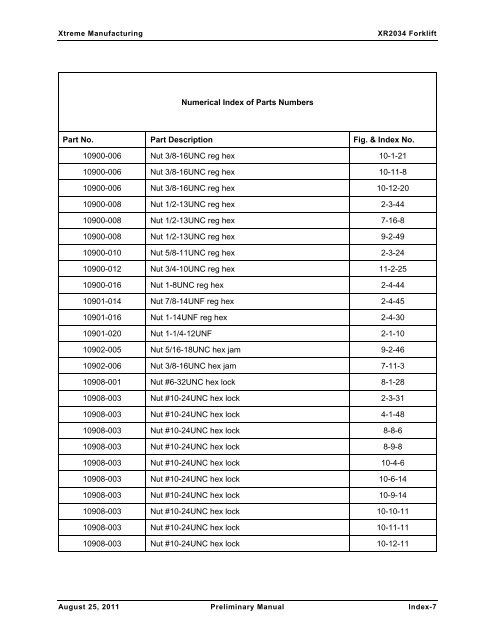 XR2034 Parts Manual - Xtreme Manufacturing