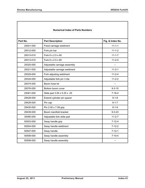 XR2034 Parts Manual - Xtreme Manufacturing