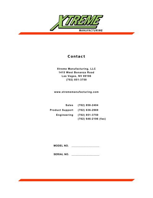 XR2034 Parts Manual - Xtreme Manufacturing