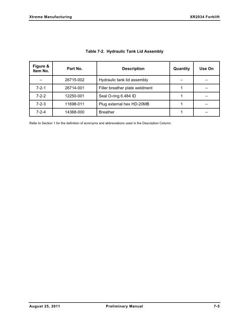 XR2034 Parts Manual - Xtreme Manufacturing