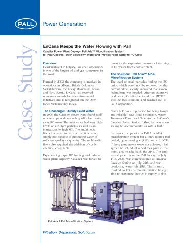 EnCana Keeps the Water Flowing with Pall - Pall Corporation