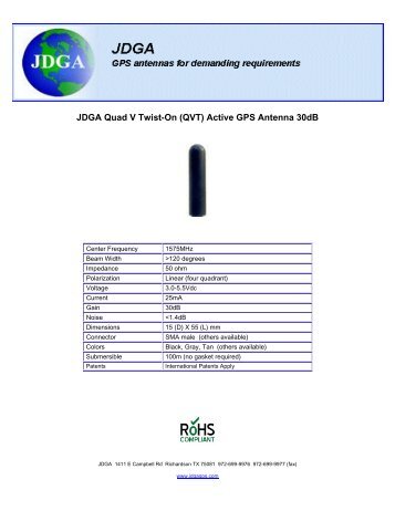 JDGA Quad V Twist On Active GPS Antenna 30dB
