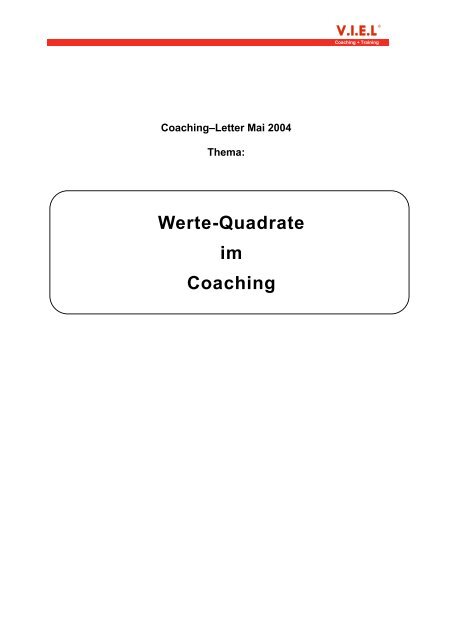 Werte-Quadrate im Coaching - V.I.E.L Coaching + Training