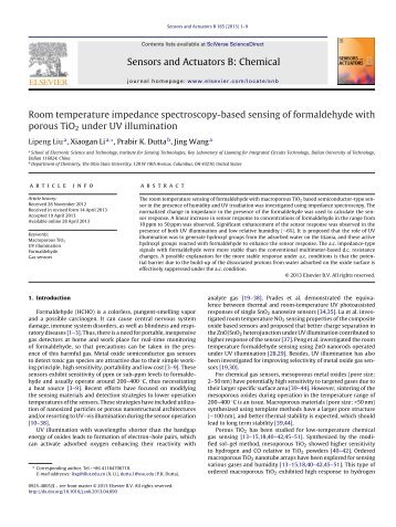 Room temperature impedance spectroscopy-based sensing of ...