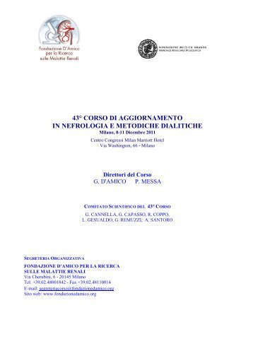 43Â° Corso di Aggiornamento in Nefrologia e metodiche dialitiche - SIF