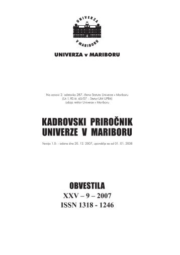 Kadrovski priroÄnik - Univerza v Mariboru