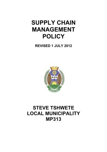 supply chain management policy - Steve Tshwete Local Municipality