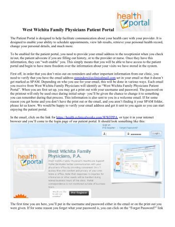 Patient Portal Instructions - West Wichita Family Physicians, PA