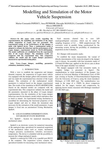 Modelling and Simulation of the Motor Vehicle Suspension - ELS ...