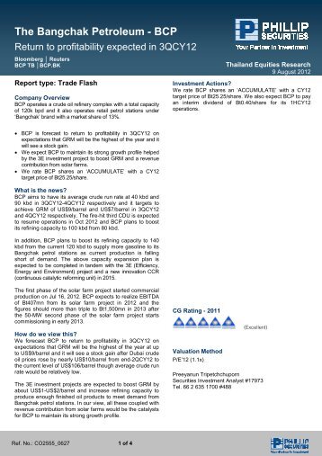 The Bangchak Petroleum - BCP - Investor Relations