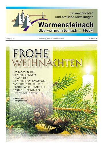 Frohe Weihnachten und ein glückliches neues ... - Warmensteinach