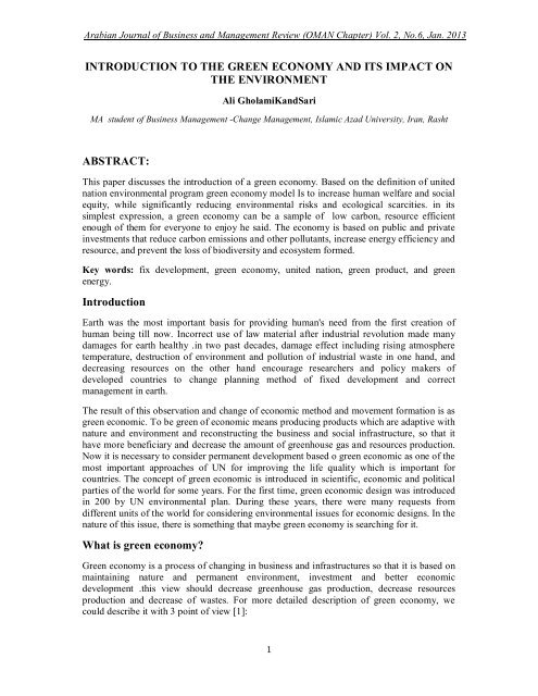 Introduction What Is Green Economy Arabian Journal Of Business introduction-what-is-green-economy-arabian-journal-of-business