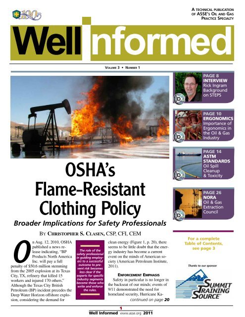 OSHA's Flame-Resistant Clothing Policy - ASSE Members