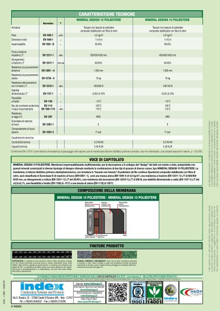 Scheda tecnica Mineral Design - Index S.p.A.