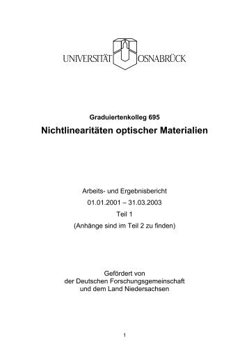 Topic: Critical phenomena in Optics - Graduiertenkolleg 695