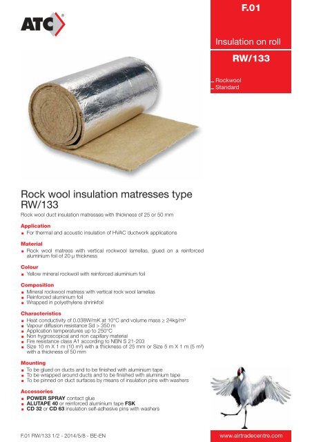 Rock wool insulation matresses type RW/133 - Air Trade Centre