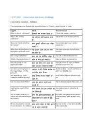 11/17/2009 - Conversation Questions â Holidays: - I Speak Hindi