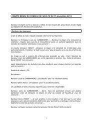 COMPTE RENDU DU CONSEIL DE FACULTE DU 15 novembre 2012