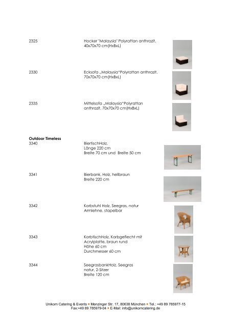 Mobiliar & Mietwäsche - Unikorn Catering