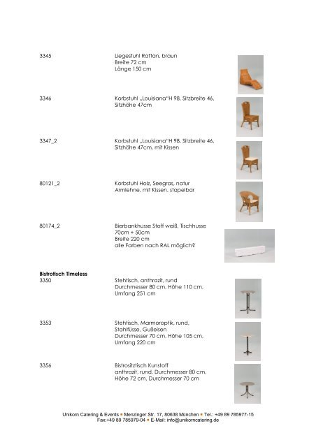 Mobiliar & Mietwäsche - Unikorn Catering