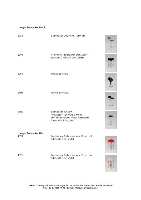 Mobiliar & Mietwäsche - Unikorn Catering