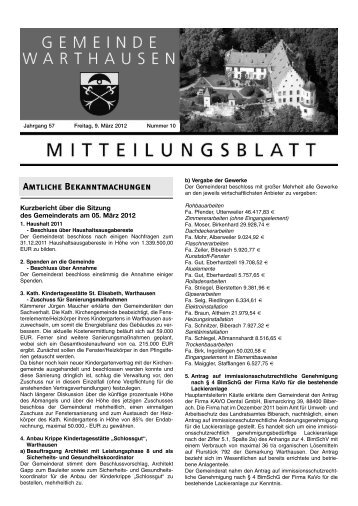 Amtliche Bekanntmachungen - Warthausen