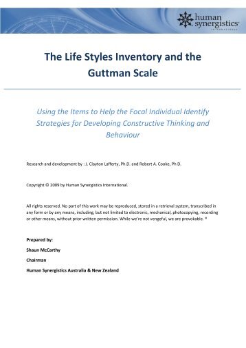 The Life Styles Inventory and the Guttman Scale - Human Synergistics