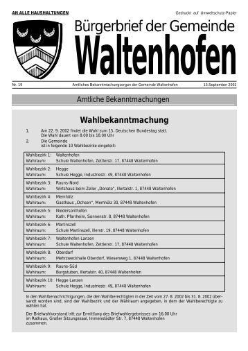 Bürgerbrief 2002/19 (0 bytes) - Waltenhofen