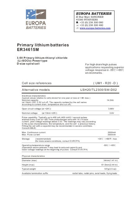 EUROPA ER34615 - Europa Batteries