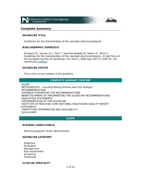 EU Pediatric ECG Guidelines