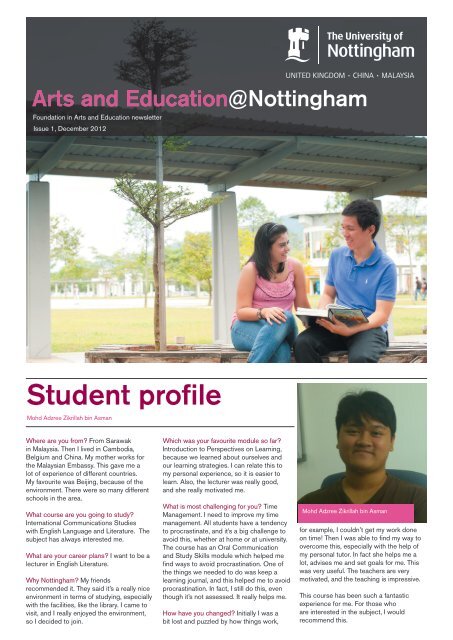 Student profile - The University of Nottingham, Malaysia Campus