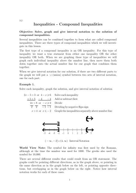 Inequalities - Compound Inequalities - Wallace Math Courses