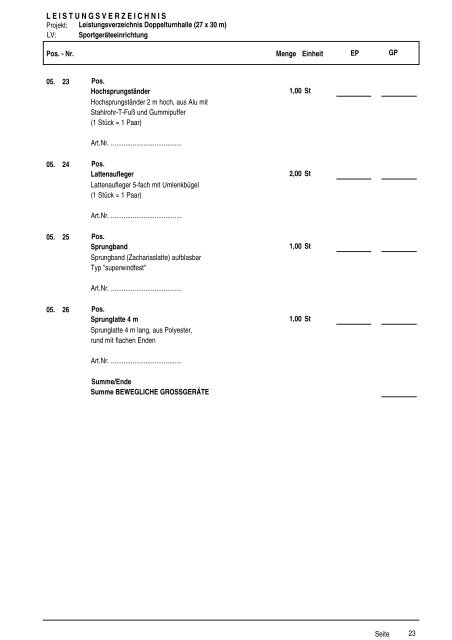 Geräteausstattung Doppelturnhalle (27 x 30 m) - Wallenreiter ...