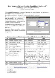 Font features of Linux Libertine G and Linux Biolinum GÂ¹