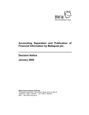 Accounting Separation and Publication of Financial Information by ...