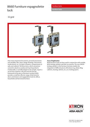 datasheet Furniture espagnolette lock 8660