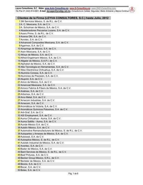 Lista de Clientes (10/2011) - Auto-consulting.org