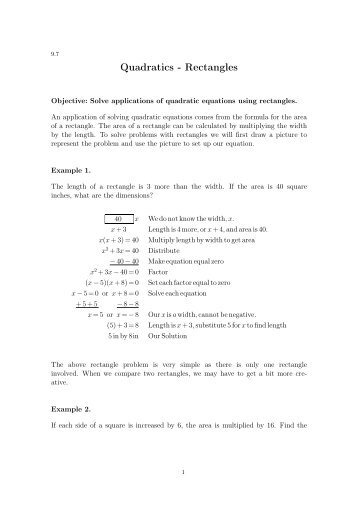 Quadratics - Rectangles