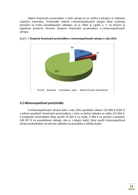 Súhrnná správa o hospodárení ZA ROK 2011