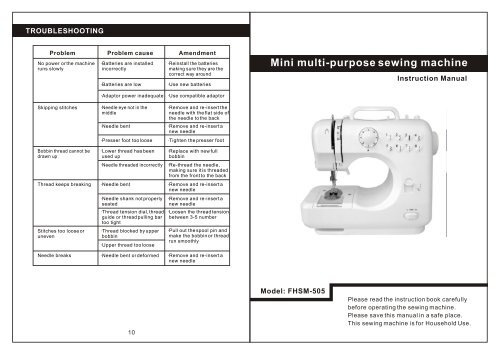 LSS-505 Sewing machine User Manual (English) - Tivax