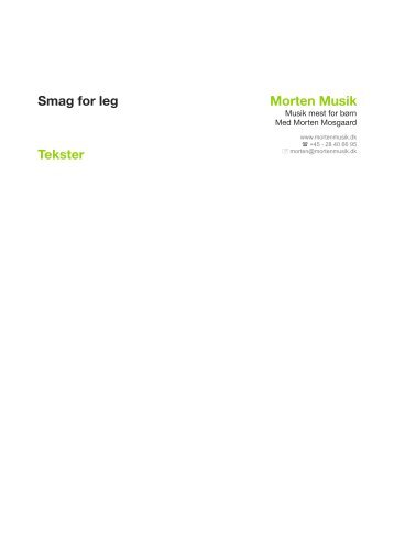 Smag For Leg - Tekster - Morten Musik