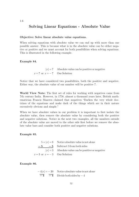 Beginning and Intermediate Algebra - Wallace Math Courses ...