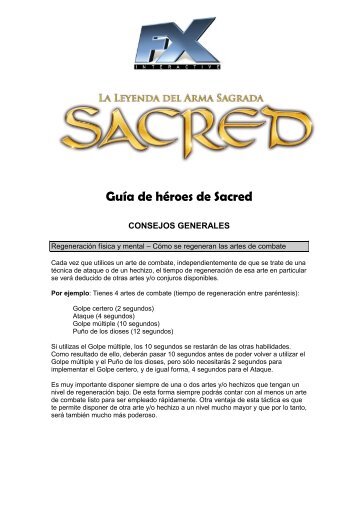 GuÃ­a de hÃ©roes de Sacred - FX Interactive