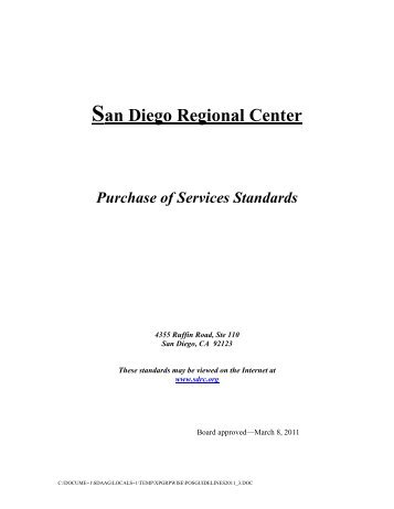 SDRC Purchase of Service Policy - San Diego Regional Center