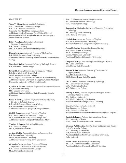 Academic Calendar 2011-2012 - Chesapeake College