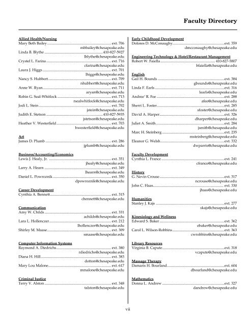 Academic Calendar 2011-2012 - Chesapeake College