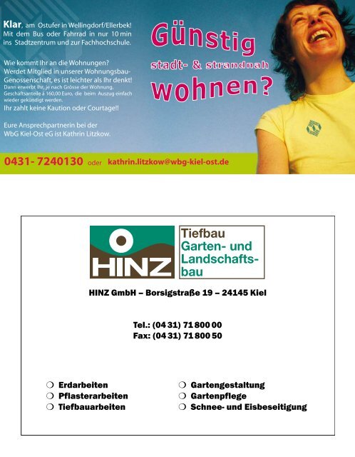 Sommer 2009 Zeitung der - Wohnungsbau-Genossenschaft Kiel-Ost ...